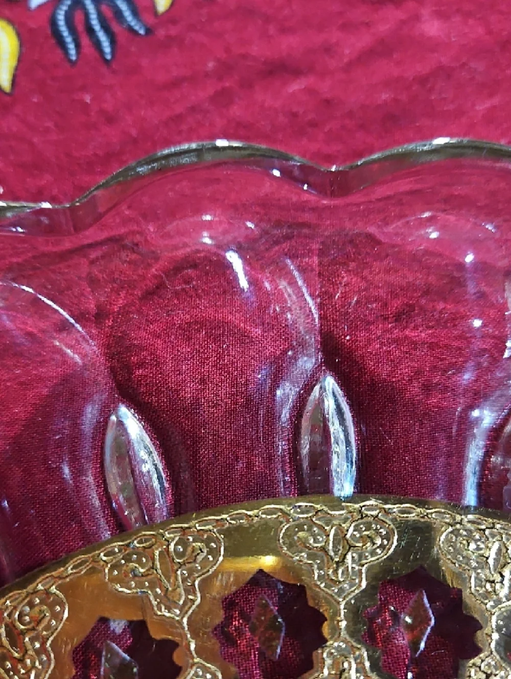 VTG Culver Valencia Glass & 22k Gold Filigree Serving Platter/Cake Plate